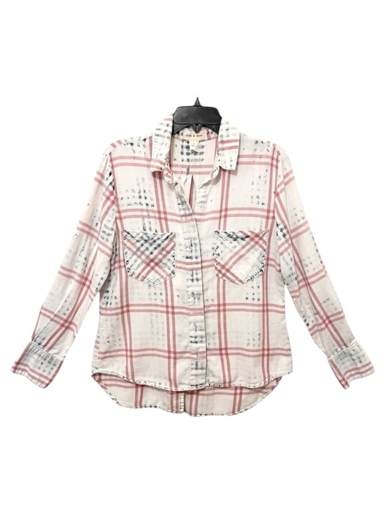 cloth & stone Tops - Anthro CLOTH & STONE Plaid Button Front Shirt Faded Red White Blue Roll Tab S
